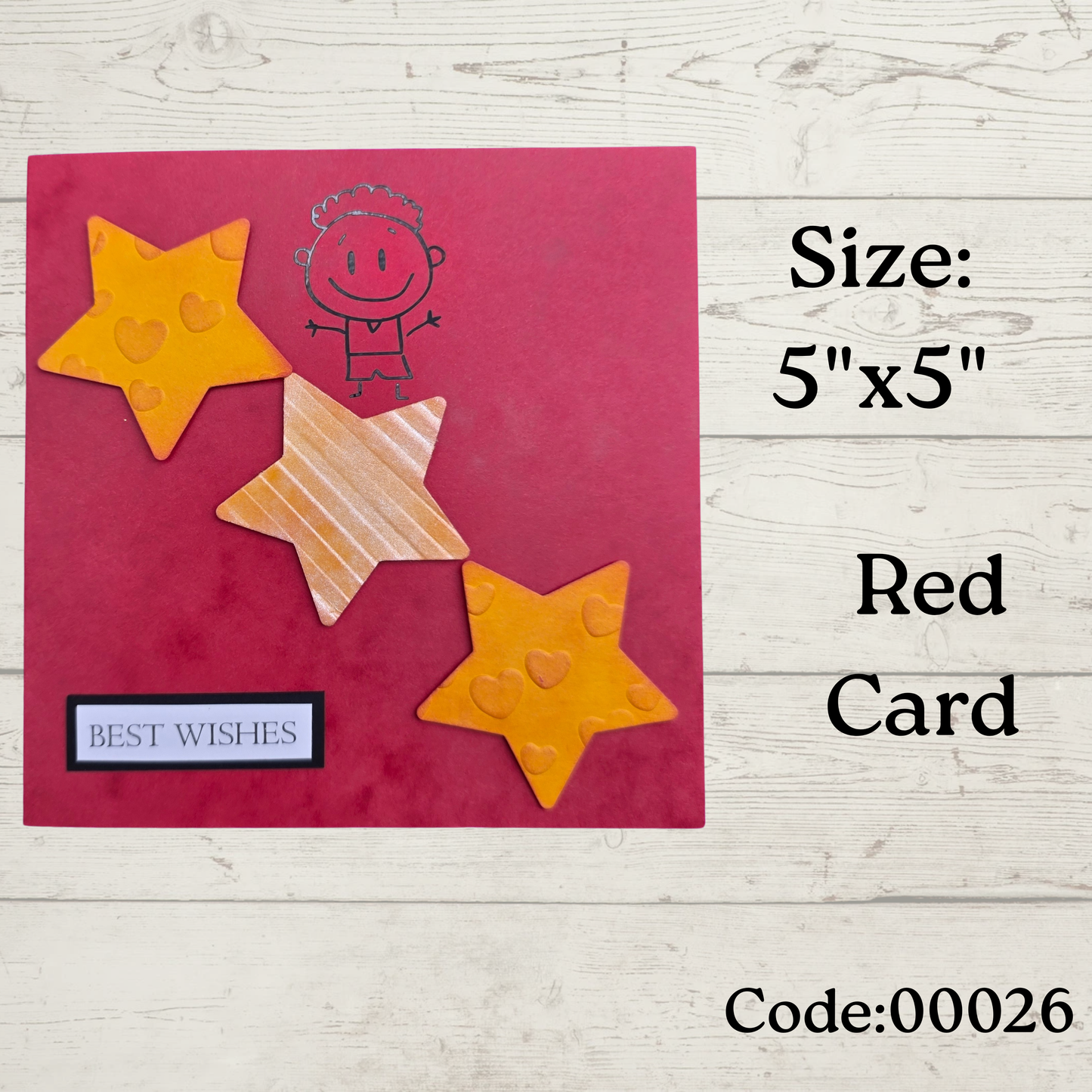 Handmade Greetings Card - 5x5" - #0026 - 'Best Wishes'