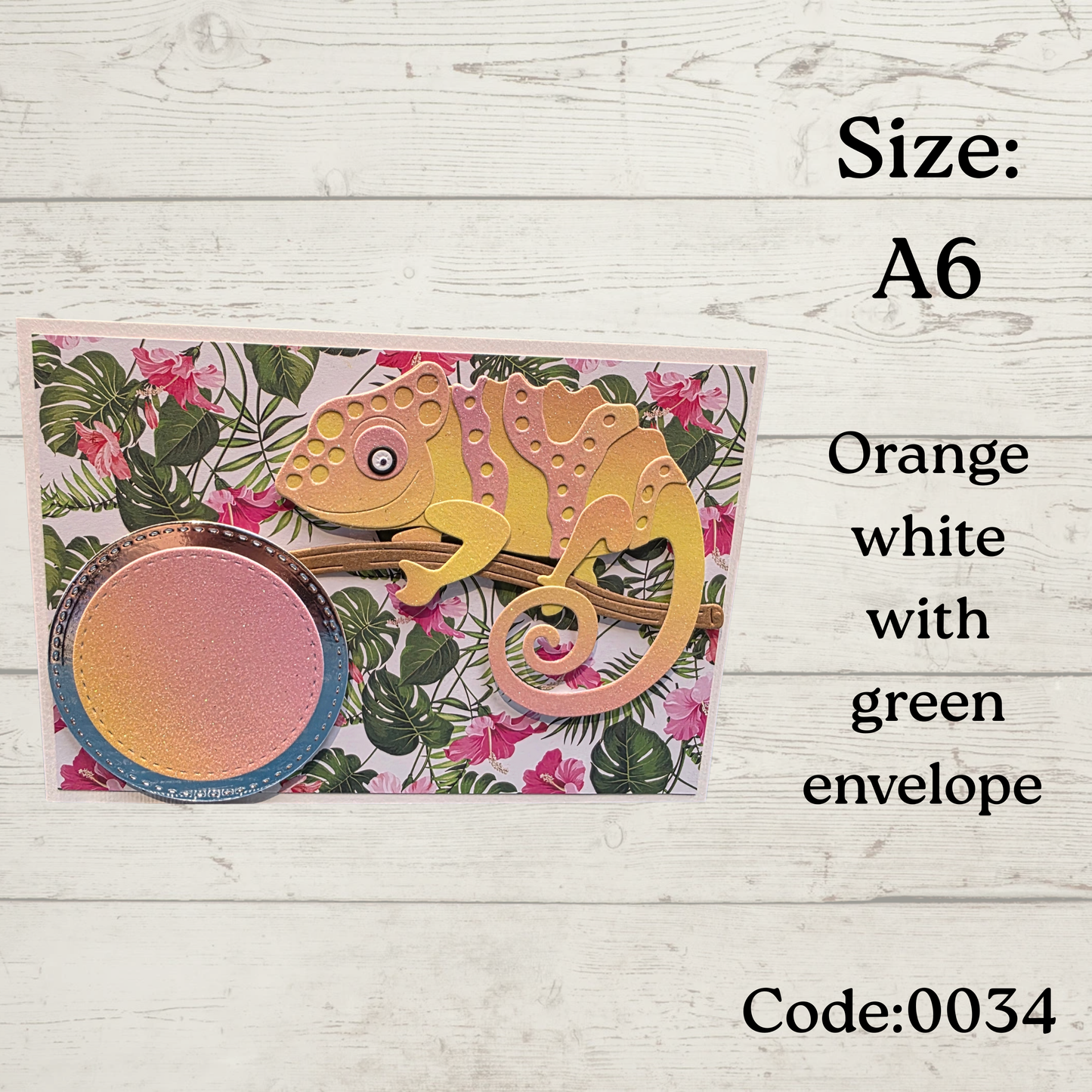 Handmade Greetings Card - A6 - #0034 - Chameleon - Blank