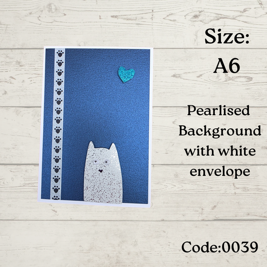 Handmade Greetings Card - A6 - #0039 - Cat - Blank