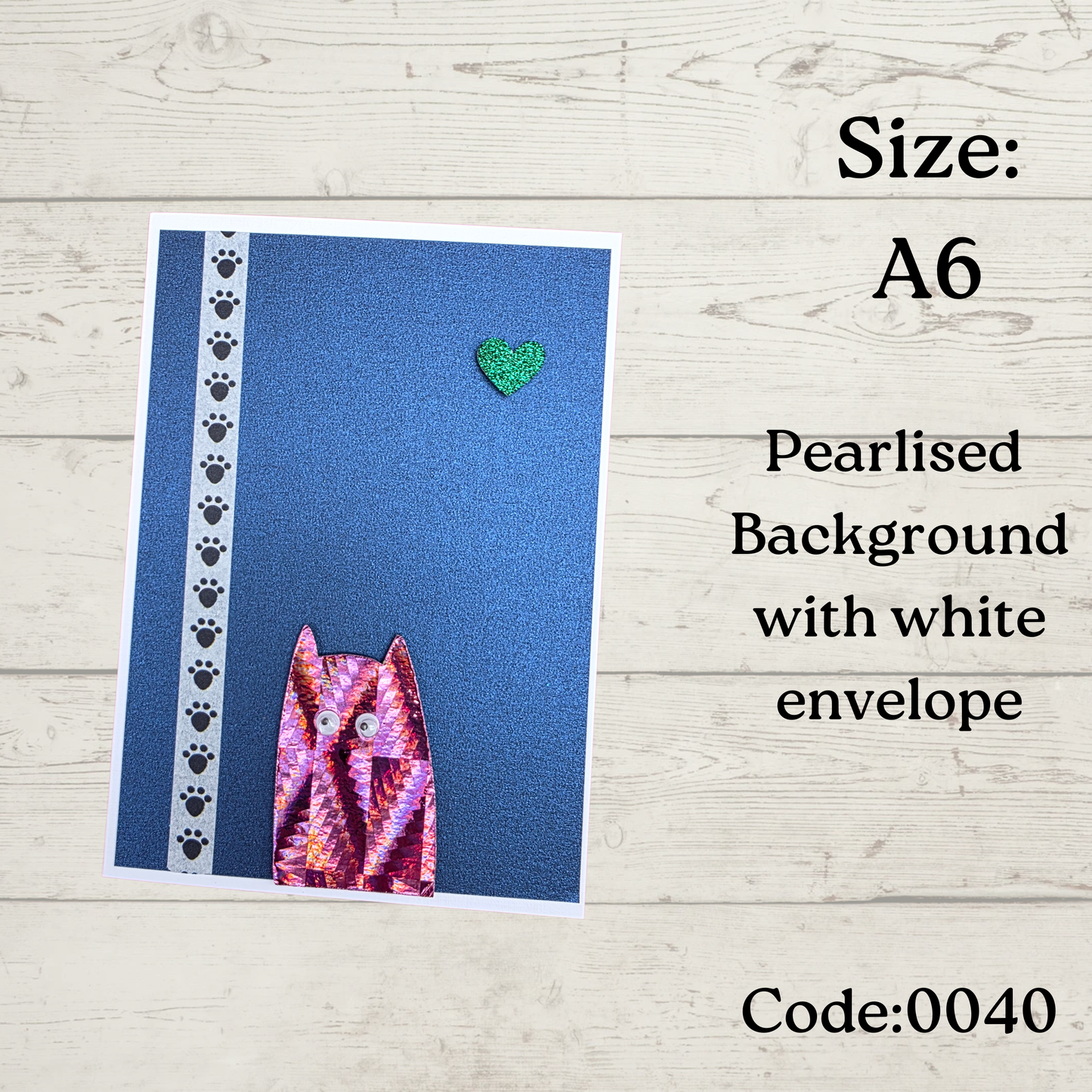 Handmade Greetings Card - A6 - #0040 - Cat - Blank