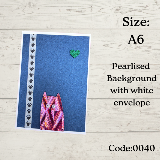 Handmade Greetings Card - A6 - #0040 - Cat - Blank