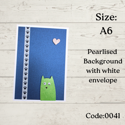 Handmade Greetings Card - A6 - #0041 - Cat - Blank