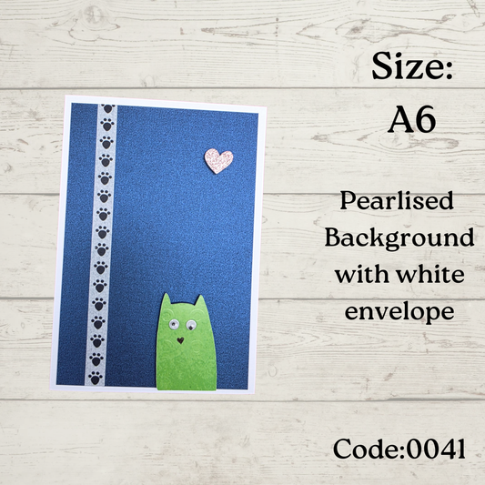 Handmade Greetings Card - A6 - #0041 - Cat - Blank