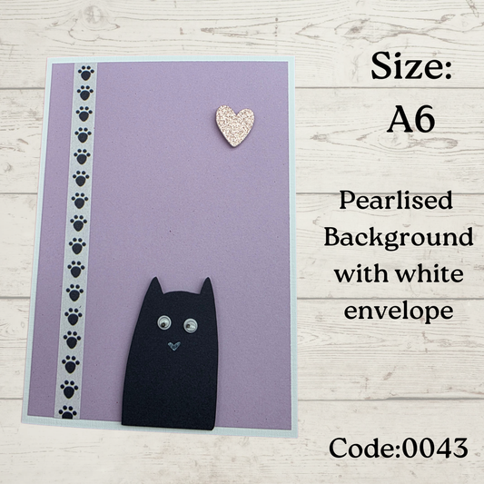 Handmade Greetings Card - A6 - #0043 - Cat - Blank