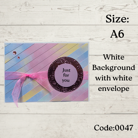 Handmade Greetings Card - A6 - #0047 - Just For You - Blank