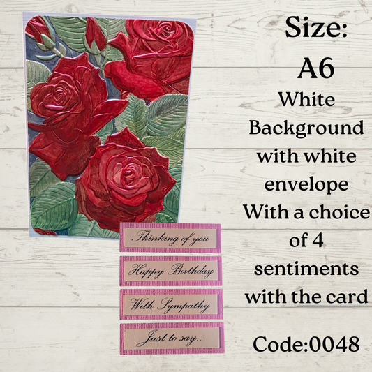 Handmade Greetings Card - A6 - #0048 - 4 Sentiments - Blank